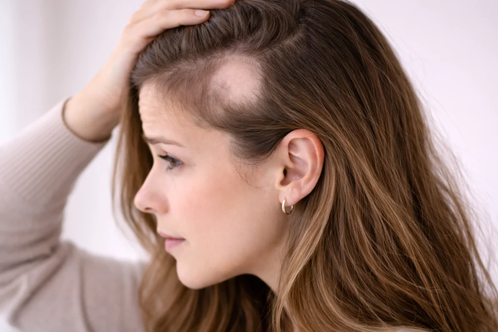 Mujer con alopecia areata